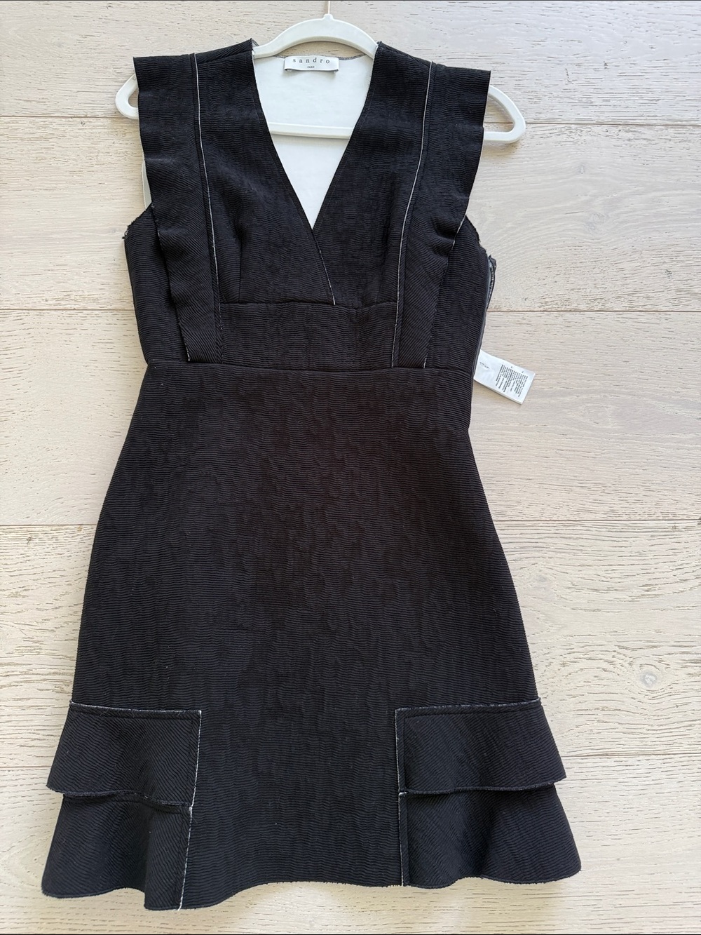 Sandro Black V-Neck Ruffle-Hem Girls' Dress